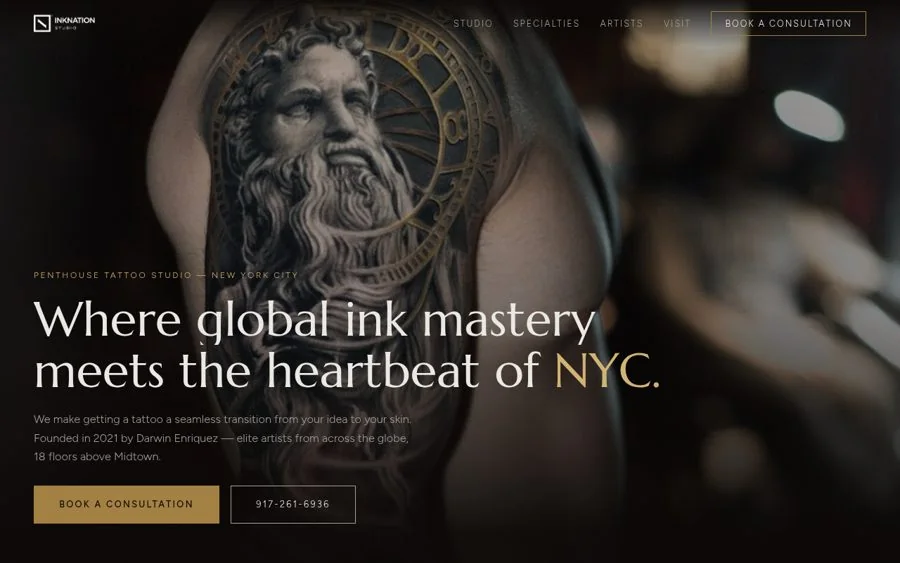 Ink Nation Studio website built by Signal Folio