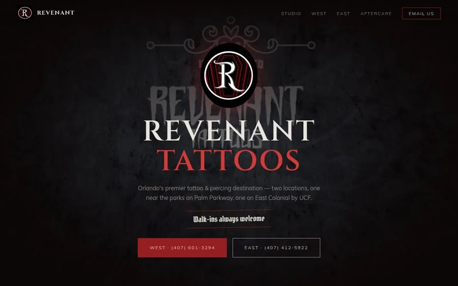 Revenant Tattoos website built by Signal Folio