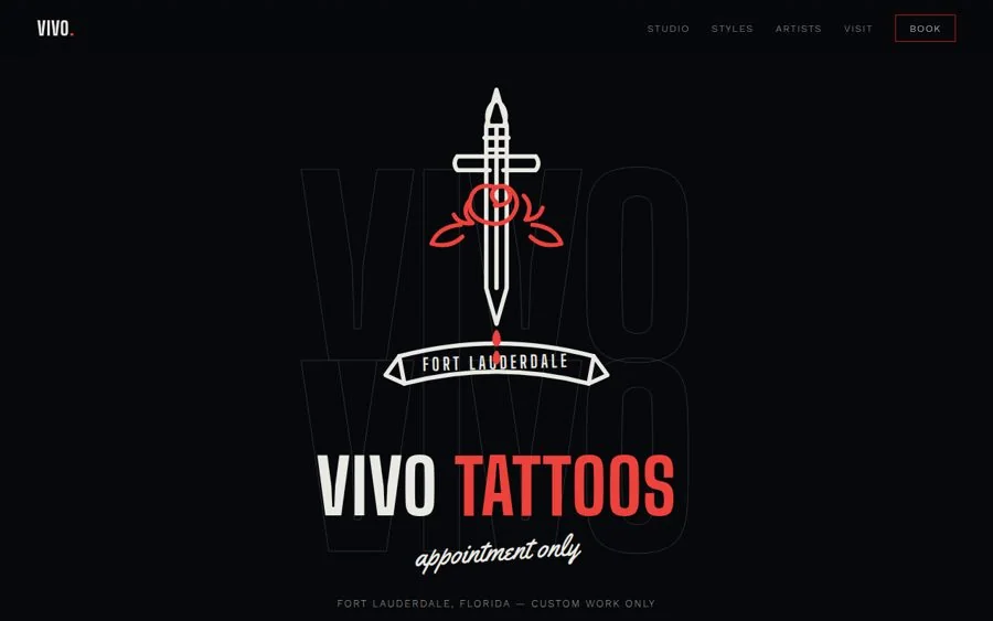 Vivo Tattoos website built by Signal Folio